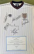 England Legends Signed 1986 Football Shirt with signatures including Kevin Keegan, Nat Lofthouse,