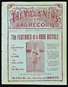 1907 Aston Villa Reserves v Shrewsbury Town football programme date 16 Nov, No 60 Vol II, a clean