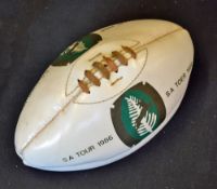 1986 New Zealand All Blacks Rugby Tour to South Africa white half size rugby ball - traditional