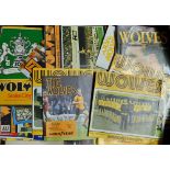 Collection of Wolverhampton Wanderers home football programmes from 1970's onwards with a good