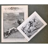 2x Pre War Rugby Action artists magazine prints - to incl 2x finely presented ex-periodical prints -