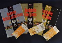 2001 British Lions vs Australia rugby programmes and tickets - to include all 3x test matches and