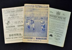 3x Barbarians rugby programmes from 1950 to incl v Penarth (Good Friday), v Cardiff (Easter