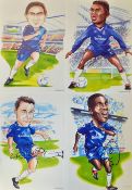 Good collection of Chelsea Signed Football Caricature Prints and Photographs to include a wide
