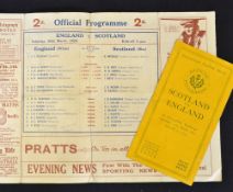 2x 1920 England and Scotland rugby programmes to incl 1925 usual small yellow Scottish issue for the