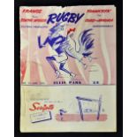Rare 1958 South Africa v France rugby programme - played at Ellis Park on 16th August - covers split