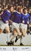 Everton 'Holy Trinity' Signed Football Print a colour print signed to the mount by Ball, Harvey