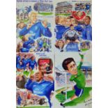 Nice collection of Chelsea Signed Football Caricature Prints to include a variety of individual