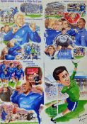 Nice collection of Chelsea Signed Football Caricature Prints to include a variety of individual