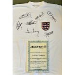 England Legends Signed 1966 Football Shirt with signatures including Owen, Beckham, Charlton, Adams,