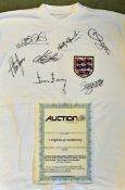 England Legends Signed 1966 Football Shirt with signatures including Owen, Beckham, Charlton, Adams,