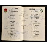 1958 England (Champions) v Ireland signed rugby programme - signed by members of both teams to the