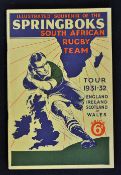 Rare 1931-32 South African Springboks Rugby Tour to the UK Illustrated Souvenir Tour programme -
