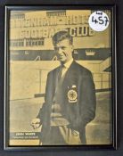 John White Tottenham and Scotland Signed Print signed in ink to the front, a magazine page, framed