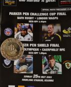 2003 European Challenge Cup Final Silver Runners-Up Medal and programme - between Bath (30) v London