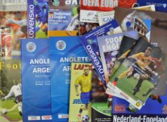 Selection of Modern England International Away Football Programmes to include 1997 Italy, 1998