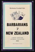 1973 Barbarians v New Zealand All Blacks rugby programme from "The Match" - with Gareth Edwards "