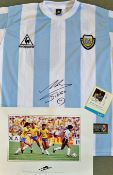 Diego Maradona Signed 1986 Argentina Football Shirt & Print the shirt a replica, short sleeve,