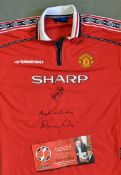 George Best and Denis Law Signed Manchester United Football Shirt a replica shirt, short sleeve,