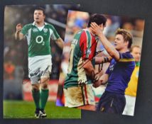 2x Martin Johnson and Brian O'Driscoll signed colour rugby photographs - one showing the pair