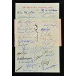 1959 Official British Lions autograph sheet- 8" x 5" c/w 32 signatures including the management-