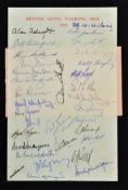 1959 Official British Lions autograph sheet- 8" x 5" c/w 32 signatures including the management-