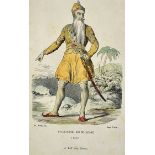 India Ranjit Singh First Sikh Emperor of Lahore 1855 hand colour engraving Paris 1855, editor J.
