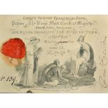 1822 Covent Garden Theatrical Fund engraved card ticket for a Guinea - by C. Corbould after J.