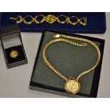 Franklin Mint Cleopatra Bracelet Watch, Ring and Necklace Gold Plated watch with 22carat gold, has