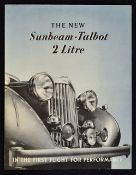 1940 Sunbeam Talbot Cars Brochure - Dated Nov 1940. Fine impressive poster size Brochure