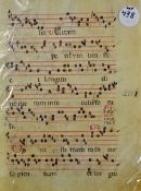 Great Britain - Antiphona Circa. 1400-1480 Large impressive sheet of Choral music - with finely