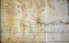 Newcastle Carlisle Railway - An important and historical Map Dated November 1825 of the intended