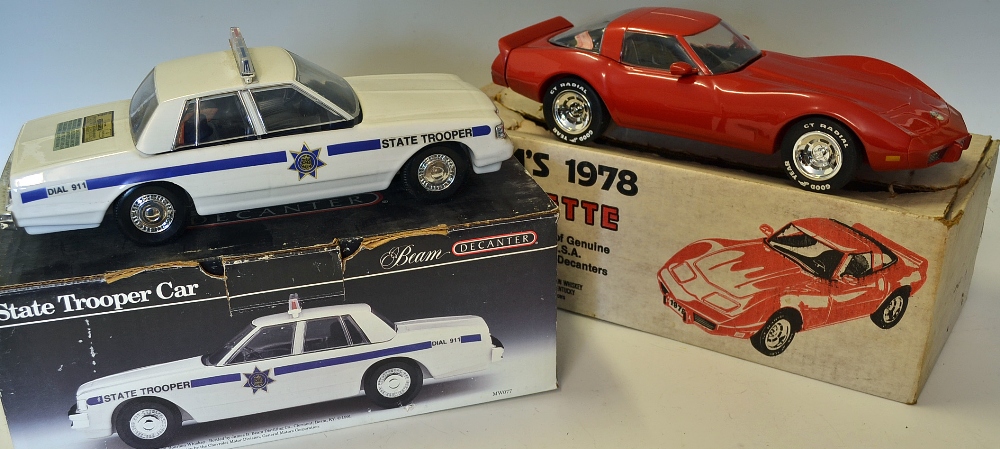 1978 Corvette Jim Beam Whisky Decanter together with a State Trooper Whisky Decanter both with