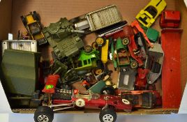 Box of Assorted Die Cast Models to include Matchbox, Dinky, Corgi, all loose, play worn