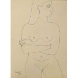 India - Original Artwork - Francis Newton Souza (April 12, 1924 - March 28, 2002), figure of a