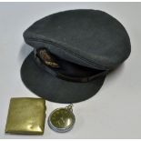 WWII RAF pilots service dress cap, cigarette case and watch belonging to Allan Francis McKinnon -