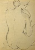 India - Original Artwork - Krishnaji Howlaji Ara (1914-1985) study of a seated nude female figure,