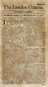 1694 The London Gazette Newspaper - contents include the death and funeral of Queen Mary, after