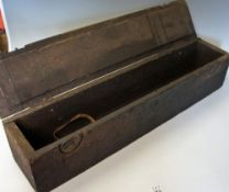 Large Wooden Box with hinge lid and handle to top, measures 87x18x18cm approx.