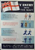 Original WWII Poster - Merchant Navy Advertising Poster 'Y Entry into the Navy' printed by J.