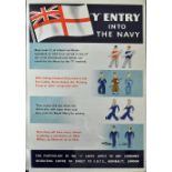 Original WWII Poster - Merchant Navy Advertising Poster 'Y Entry into the Navy' printed by J.