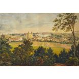 Attributed Adolf Hitler painting - a water colour depicts an overlooking town scene, signed and