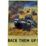 Original WWII Poster - 'Back them up!' printed by Fosh & Cross, London a British tank in the Western