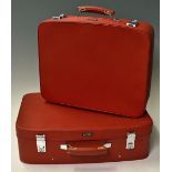 Pair of Retro Antler Airway Suitcases in red vinyl, appear unused still with original packaging