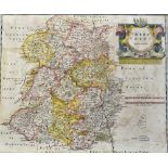 17th Century Robert Morden 'Shrop-Shire' Map - sold by Abel Swale, a copper plate engraving with