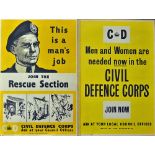 Selection of Original 'Civil Defence Corps' Poster - includes a selection of recruitment posters '