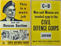 Selection of Original 'Civil Defence Corps' Poster - includes a selection of recruitment posters '