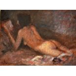 Moroney, Ken (b.1949) Original Painting Nude Lady Reading oil on board, signed under Ken Moroney's