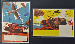 Original WWII Posters - includes 2x posters depicting advancing British Troops, Army, Navy and RAF