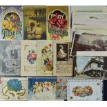 Early 20th Century Assorted Postcards - including Embossed Greetings, Valentines, Love,